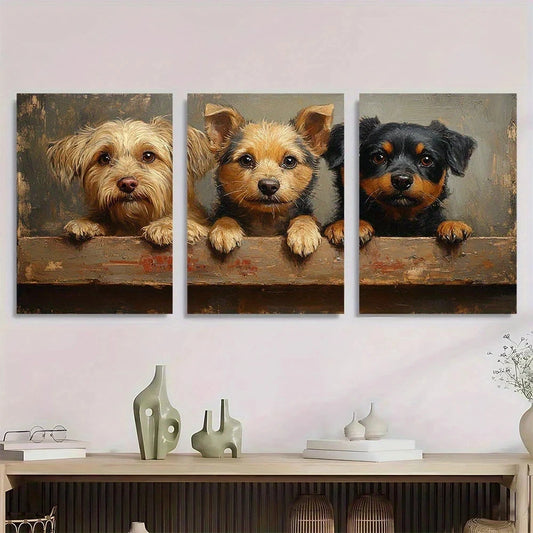 3pcs Poodle & Rottweiler Dog Metal Print Ready to Hang Art