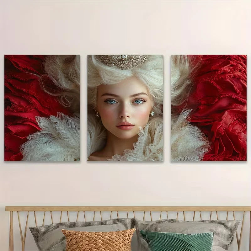 3pcs Her Royal Highness Wears A Crown  Wall Art Set Canvas Framed 60x90cm - High Quality Print 100% Australian Made Wall Canvas Ready to Hang