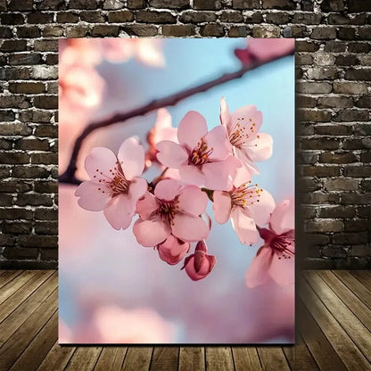 Cherry Blossom Vibrant Pink Floral Painting 40x60cm Metal Print Ready to Hang