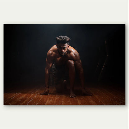 Athletic Starting Stance Sprinter 5mm Plastic 5mm Plastic Poster Ready to Hang 90x60cm