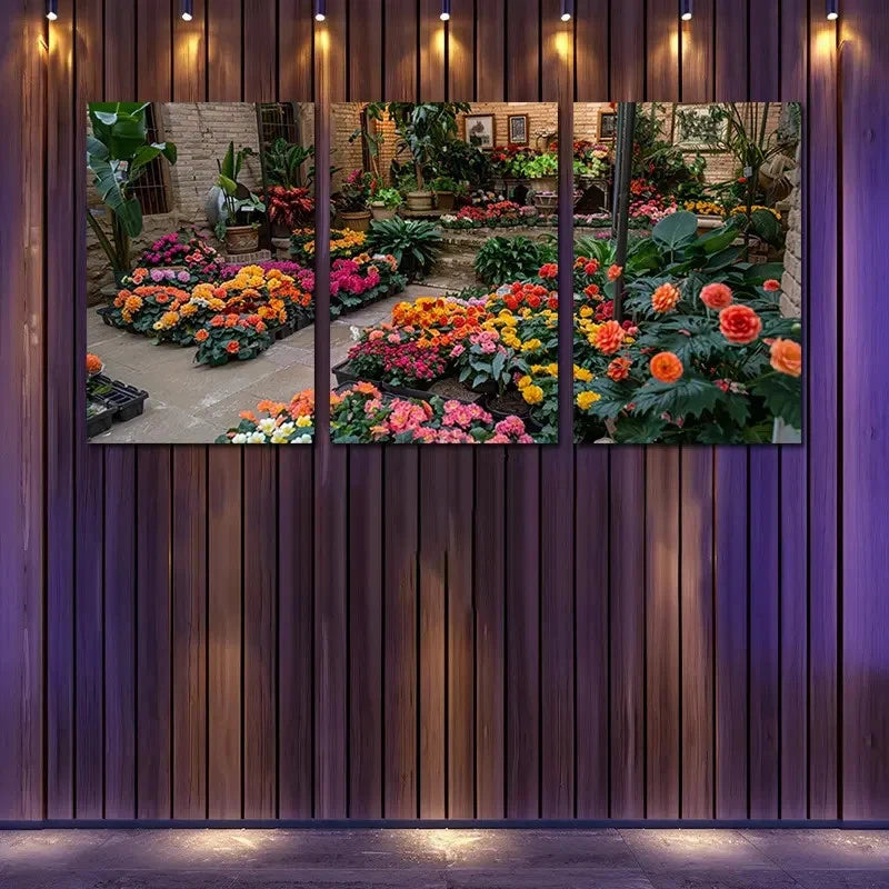 3pcs Beautiful And Vibrant Indoor Flower Garden Wall Art Set Canvas Framed 60x90cm - High Quality Print 100% Australian Made Wall Canvas Ready to Hang