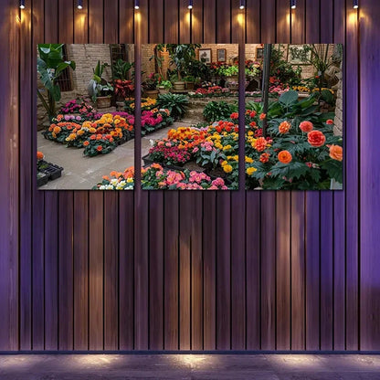 3pcs Beautiful And Vibrant Indoor Flower Garden Wall Art Set Canvas Framed 60x90cm - High Quality Print 100% Australian Made Wall Canvas Ready to Hang
