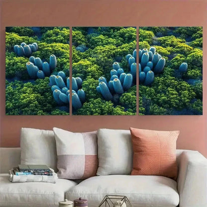3pcs Minimalist Aerial Cactus Desert Photography Metal Print Ready to Hang Art