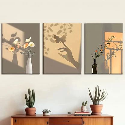 3pcs Beautiful Floral and Sunny Plant Patterns Metal Print Ready to Hang Art