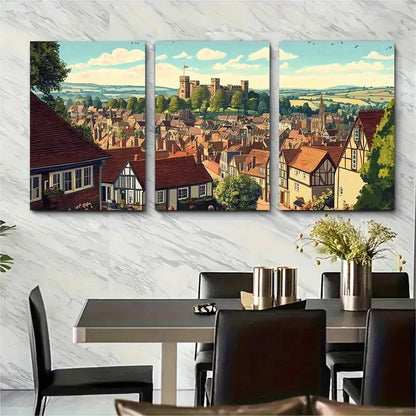 3pcs Ludlow England Travel Shropshire Poster Metal Print Ready to Hang Art