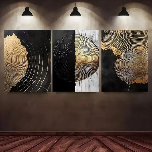 3pcs Tree Ring Abstract Canvas Framed 40x60cm - High Quality Print 100% Australian Made Wall Canvas Ready to Hang