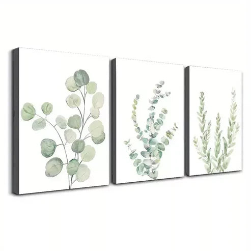 3pcs Lone Green Leaves Water Coloured Canvas Framed 60x90cm - High Quality Print 100% Australian Made Wall Canvas Ready to Hang Regular priceRs 65,100.00 Sale priceRs 19,600.00
