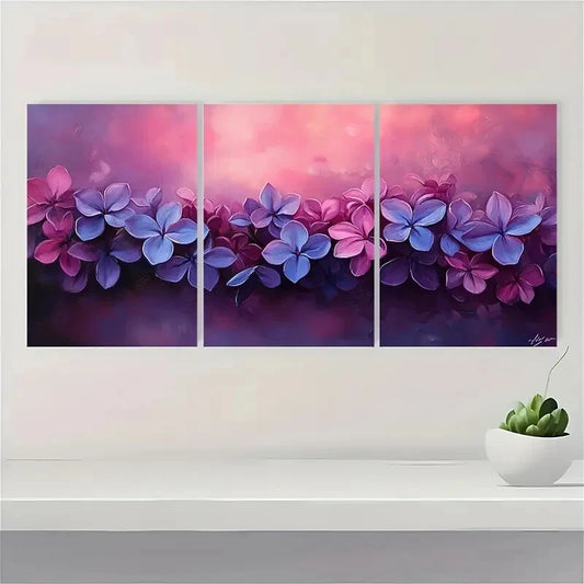 3pcs Lilac Flower Painting Print Flower Art Metal Print Ready to Hang Art