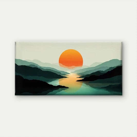 Sunset Mountain Landscape Wall Art Canvas Office Home Room Framed 120x60cm