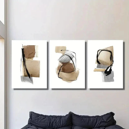 3pcs rt, Minimalist abstract art painting Metal Print Ready to Hang Art