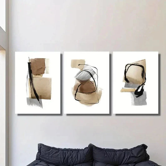 3pcs rt, Minimalist abstract art painting Metal Print Ready to Hang Art
