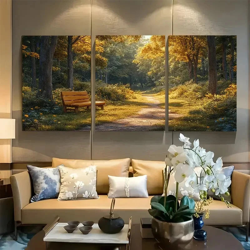 3pcs Forest Path Peaceful land Trail Metal Print Ready to Hang Art