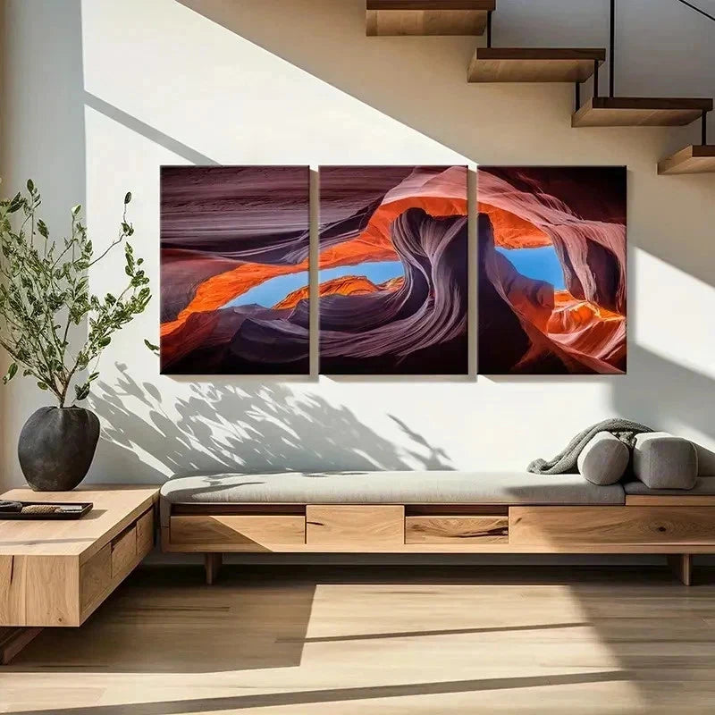 3pcs Natural Landscape Art Antelope Canyon Wall Art Set Canvas Framed 40x60cm - High Quality Print 100% Australian Made Wall Canvas Ready to Hang