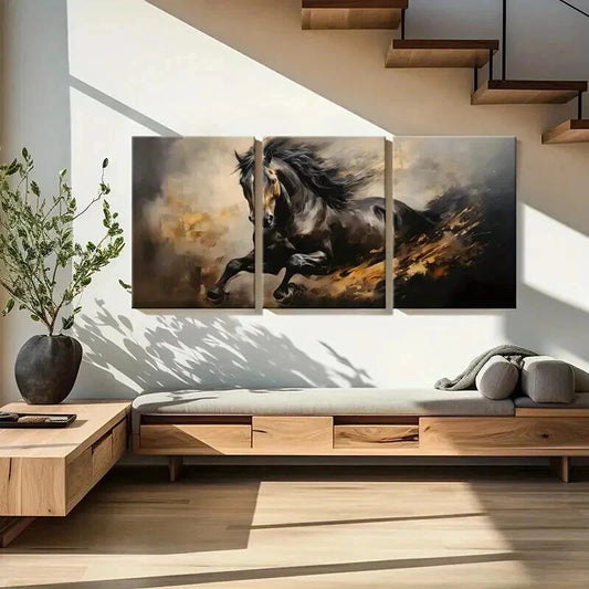 3pcs Dynamic Horse Abstract Animal Wall Art Set Canvas Framed 40x60cm - High Quality Print 100% Australian Made Wall Canvas Ready to Hang