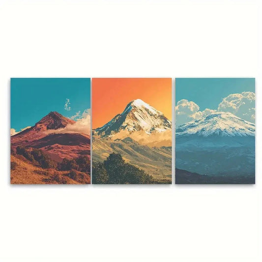 3pcs La Paz Andes Mountain Adventure Poster Wall Art Set Canvas Framed 60x90cm - High Quality Print 100% Australian Made Wall Canvas Ready to Hang