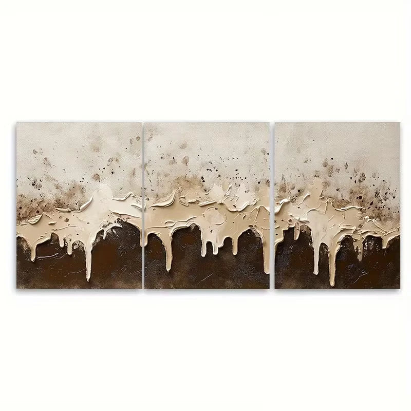 3pcs Abstract Paint Splatter Dripping Effect Metal Print Ready to Hang Art