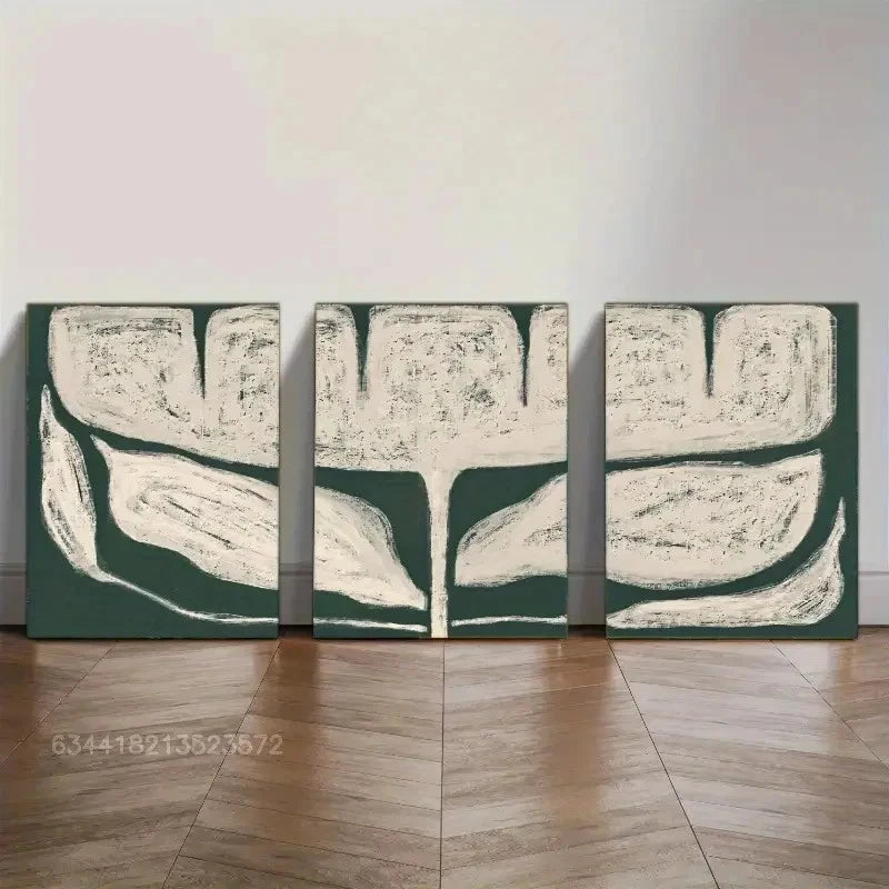 3pcs Vibrant Green And White Wall Art Posters Metal Print Ready to Hang Art