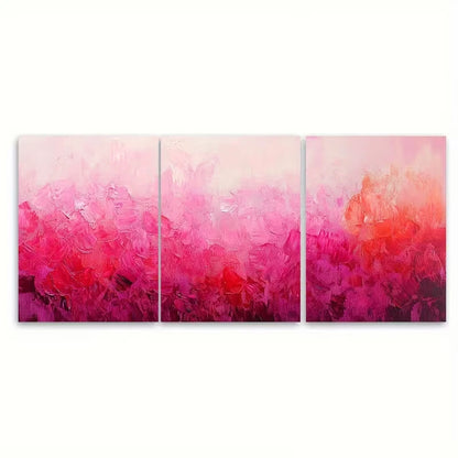 3pcs Abstract Bright Textured Palette Metal Print Ready to Hang Art