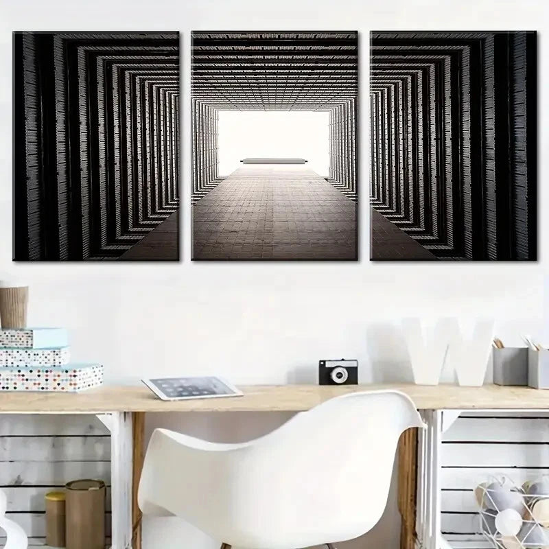 3pcs Modern Spatial Decor Stylish Metal Print Ready to Hang Art