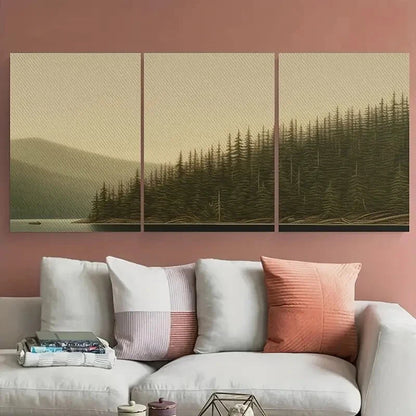 3pcs Featuring Lake Water Trees and Fishing Boat Metal Print Ready to Hang Art