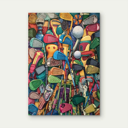 Vibrant Golf Accessories Design Metal Print Ready to Hang