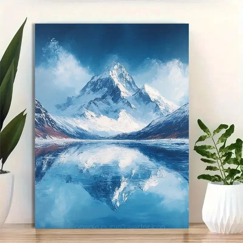Beautiful Iceberg Reflection In Lagoon Painting 40x60cm Metal Print Ready to Hang