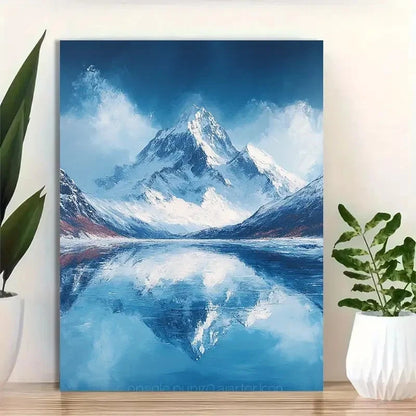 Beautiful Iceberg Reflection In Lagoon Painting 40x60cm Metal Print Ready to Hang