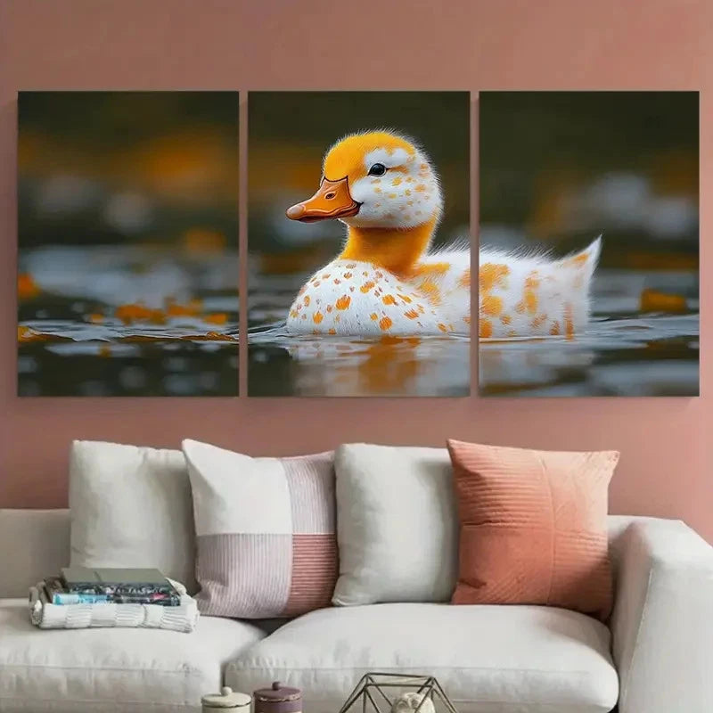 3pcs White Duck Farm Bird Illustration Metal Print Ready to Hang Art