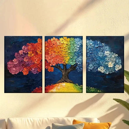 3pcs  Colorful tree of life oil painting style Wall Art Set Canvas Framed 40x60cm - High Quality Print 100% Australian Made Wall Canvas Ready to Hang