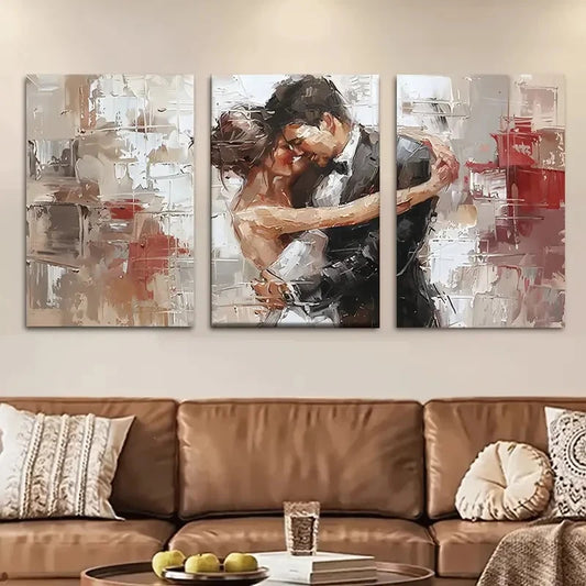 3pcs Colorful Abstract Wedding Couple Metal Print Ready to Hang Art