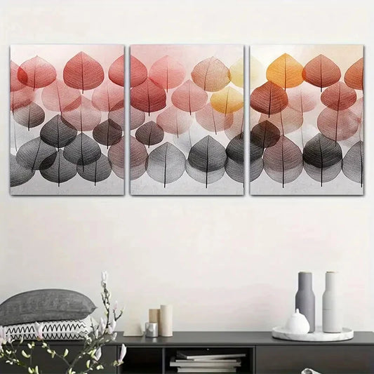 3pcs Abstract Leaf Vibrant Gradient Foliage Metal Print Ready to Hang Art