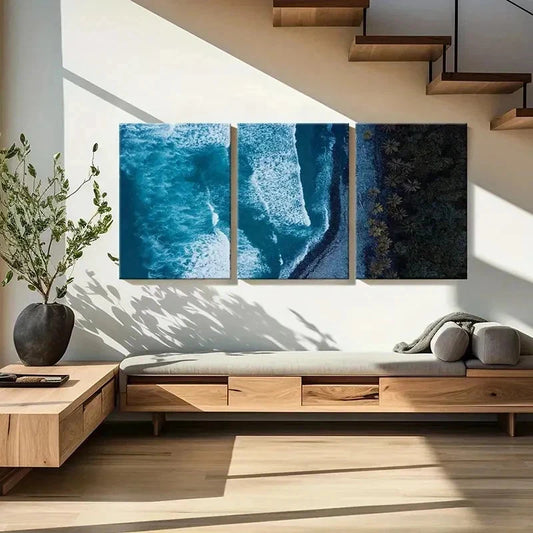 3pcs Ocean Waves Beach Nature Landscape Wall Art Set Canvas Framed 40x60cm - High Quality Print 100% Australian Made Wall Canvas Ready to Hang