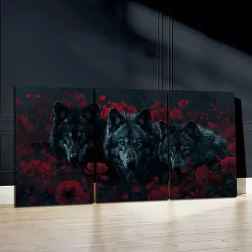 3pcs Wolf Family Canvas Framed  60x90cm - High Quality Print 100% Australian Made Wall Canvas Ready to Hang