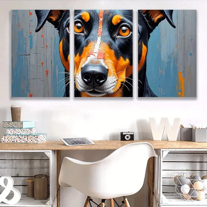 3pcs Doberman Dog Paintings Wall Art Set Canvas Framed 60x90cm - High Quality Print 100% Australian Made Wall Canvas Ready to Hang