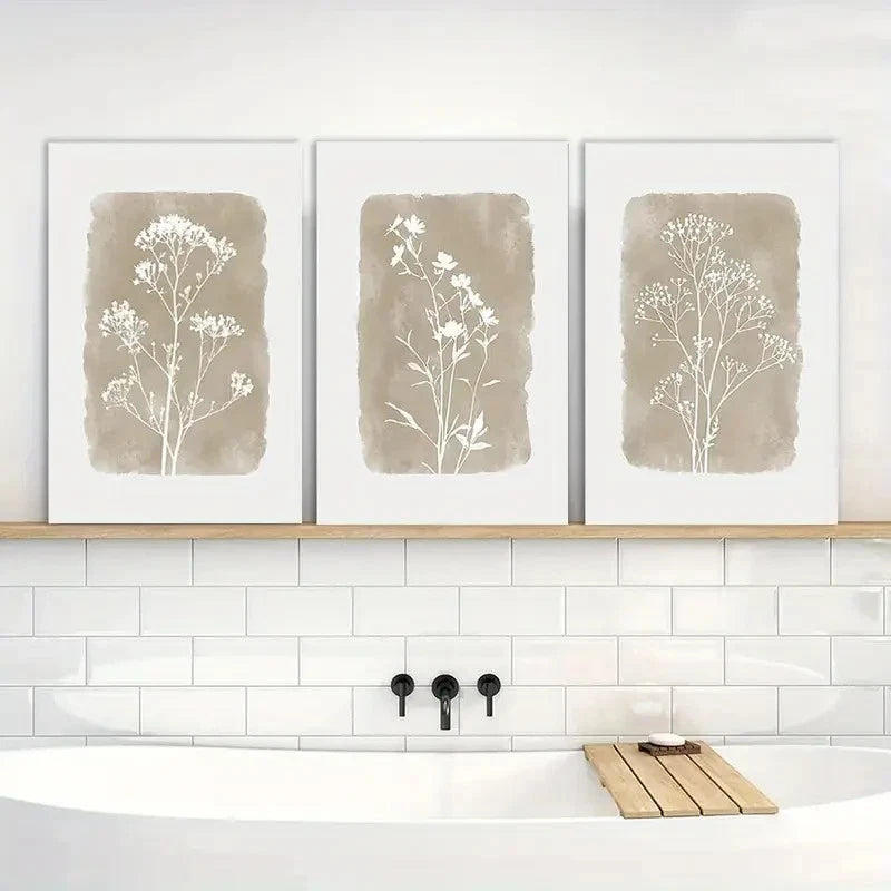 3pcs Boho Botanical Wall Decor Painting Metal Print Ready to Hang Art