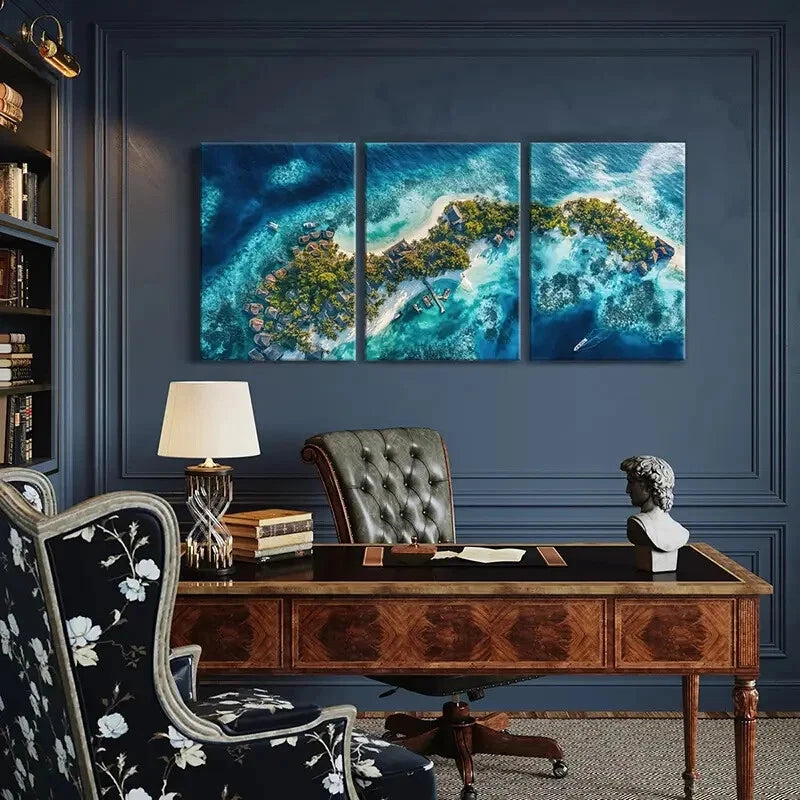 3pcs Tropical Greenery Beach Coastal Scenery Metal Print Ready to Hang Art