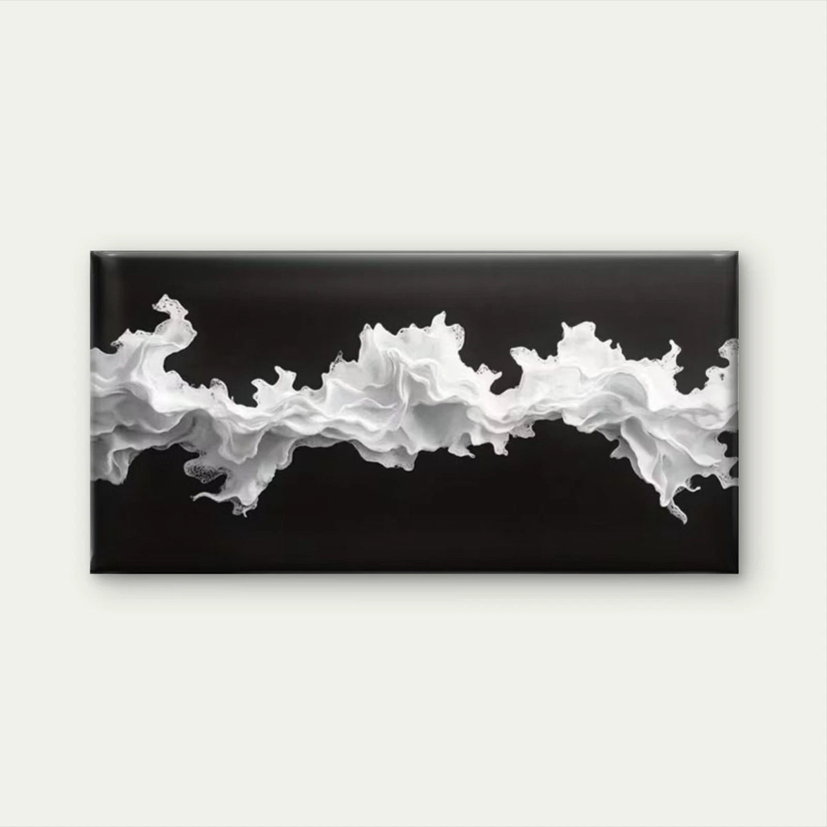 Black & White Abstract Waves Wall Art Canvas Office Home Room Framed 120x60cm