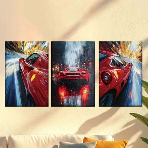 3pcs speed road, abstract background Wall Art Set Canvas Unframed - High Quality Print 100% Australian Made Wall Canvas