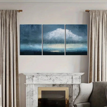 3pcs Abstract Rain Cloud Landscape Poster Art Metal Print Ready to Hang Art