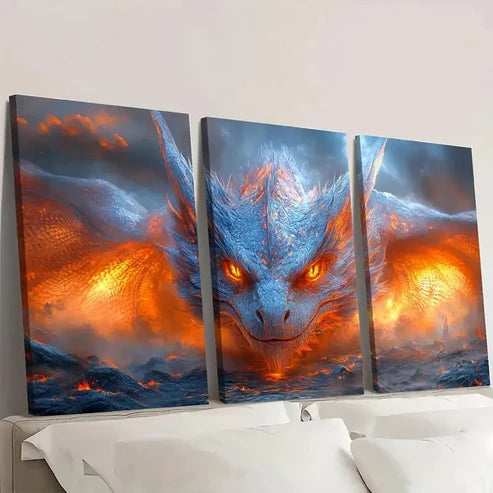 3pcs Mythical Dragon Design OL Wall Art Set Canvas Unframed - High Quality Print 100% Australian Made Wall Canvas