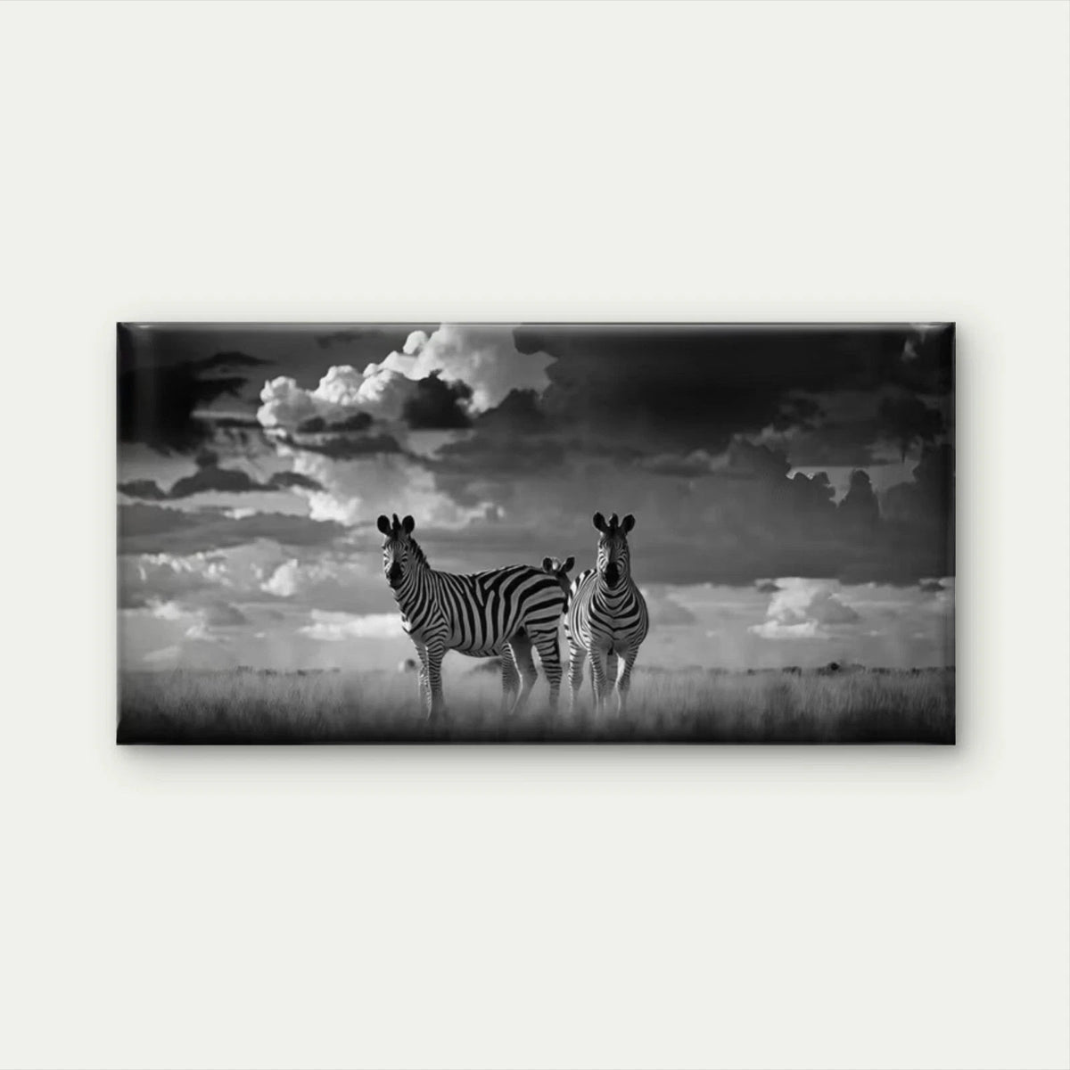 Black And White Zebras Wall Art Canvas Office Home Room Framed 120x60cm