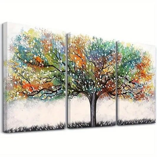 3pcs Modern Colorful Abstract Tree of Life Wall Art Set Canvas Framed 50x70cm - High Quality Print 100% Australian Made Wall Canvas Ready to Hang