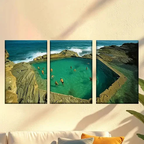 3pcs Amazing Natural Hot Springs Wall Art Set Canvas Unframed – High Quality Print 100% Australian Made Wall Canvas