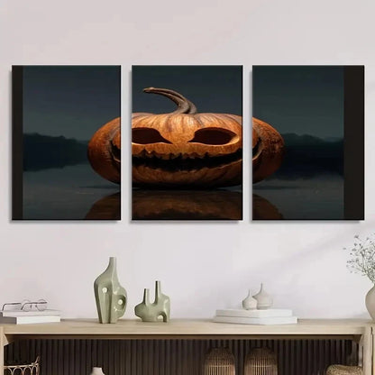 3pcs Spooky Jack-O'-Lanterns with Gnarly Grins Metal Print Ready to Hang Art