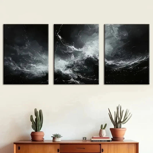 3pcs Abstract Waves And Splashes Perfect Wall Art Set Canvas Framed 40x60cm - High Quality Print 100% Australian Made Wall Canvas Ready to Hang