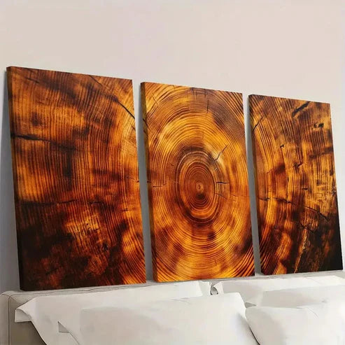 3pcs Wood Tree Ring Grain Design Wall Art Canvas Unframed - High Quality Print 100% Australian Made Wall Canvas