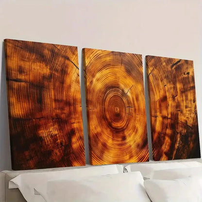 3pcs Wood Tree Ring Grain Design Wall Art Canvas Unframed - High Quality Print 100% Australian Made Wall Canvas