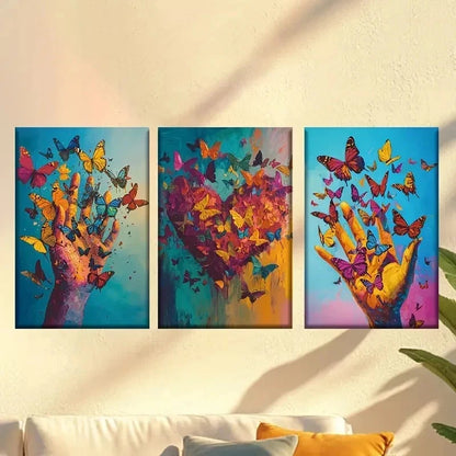 3pcs Hands And Love Wall Art Set Canvas Framed 60x90cm - High Quality Print 100% Australian Made Wall Canvas Ready to Hang