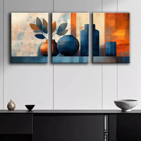3pcs Abstract Vase Canvas Framed 60x90cm - High Quality Print 100% Australian Made Wall Canvas Ready to Hang