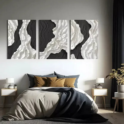 3pcs Abstract Black and White Wall Art Canvas Framed 60x90cm - High Quality Print 100% Australian Made Wall Canvas Ready to Hang